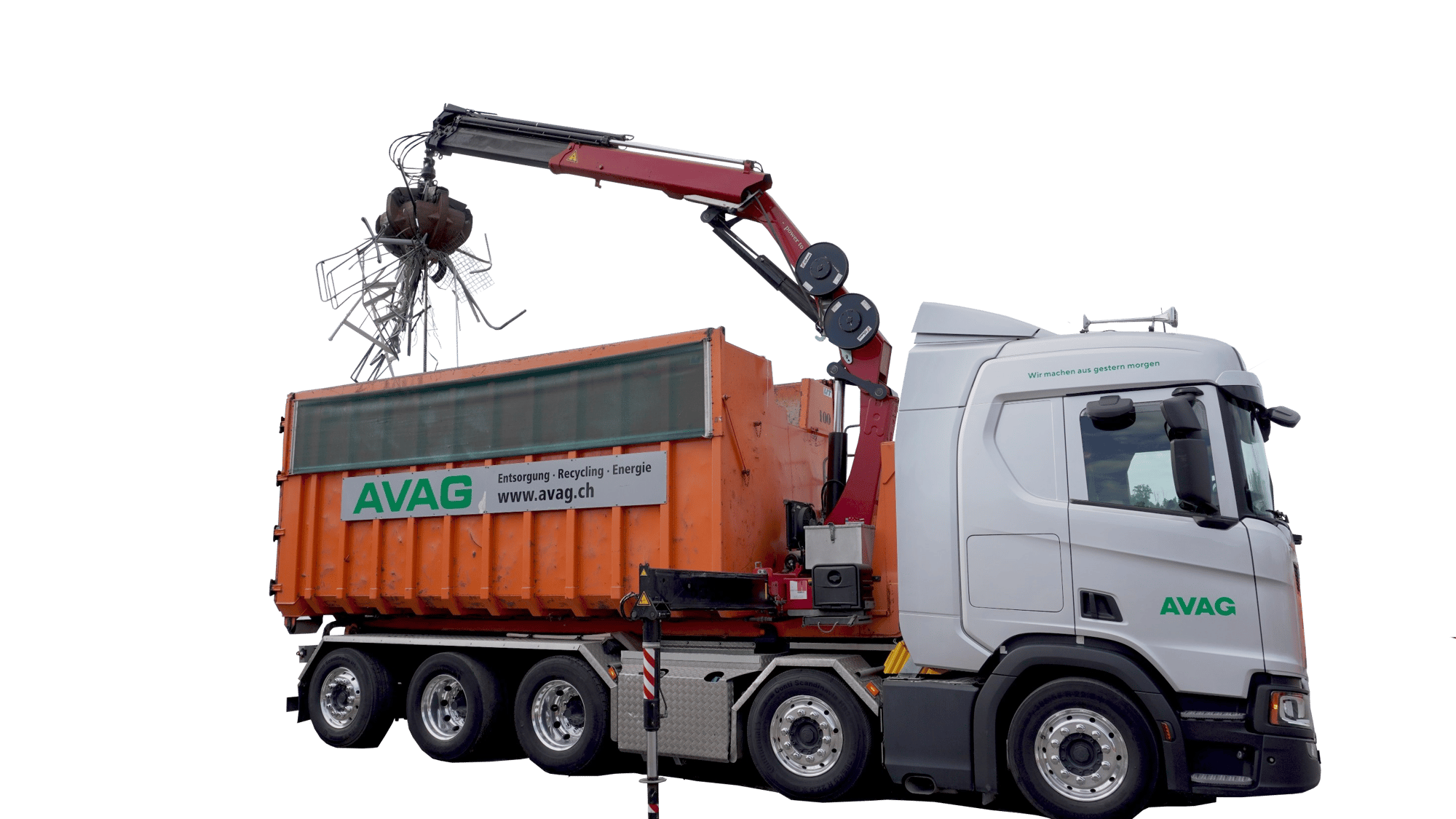 Container mit Schrottkran
